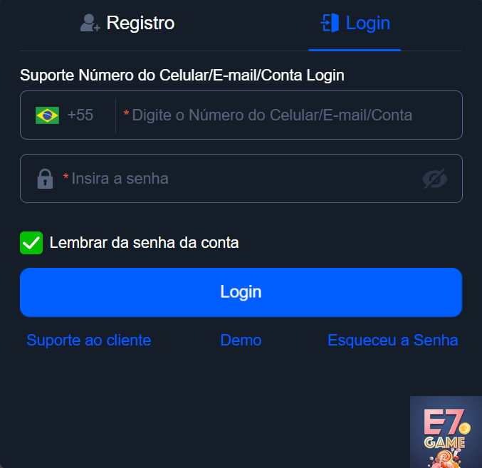 e7game.com - autenticar em protegido entrada na conta